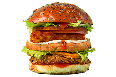Biff's double stacked vegan jackfruit burger