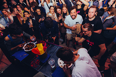Biff's vegan wing eating challenge competition Boxpark