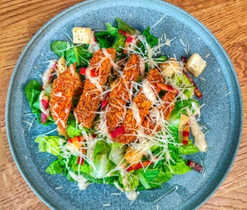 Cook-at-home vegan Jackfruit Caesar Salad by Biff's Plant Shack